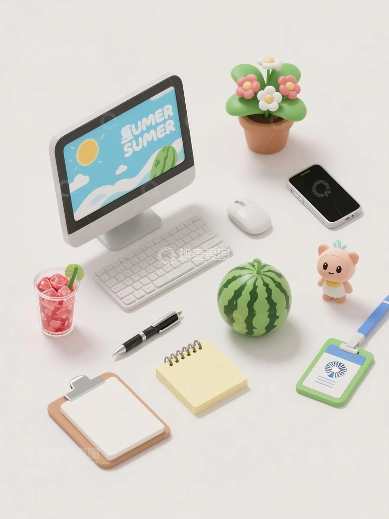 高清大图下载【趣麦麦图】3d卡通办公用品桌面装饰5