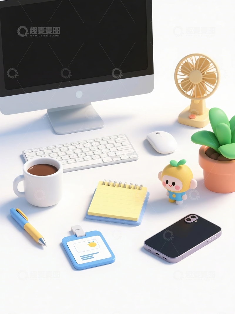 高清大图下载【趣麦麦图】3d卡通办公用品桌面装饰12