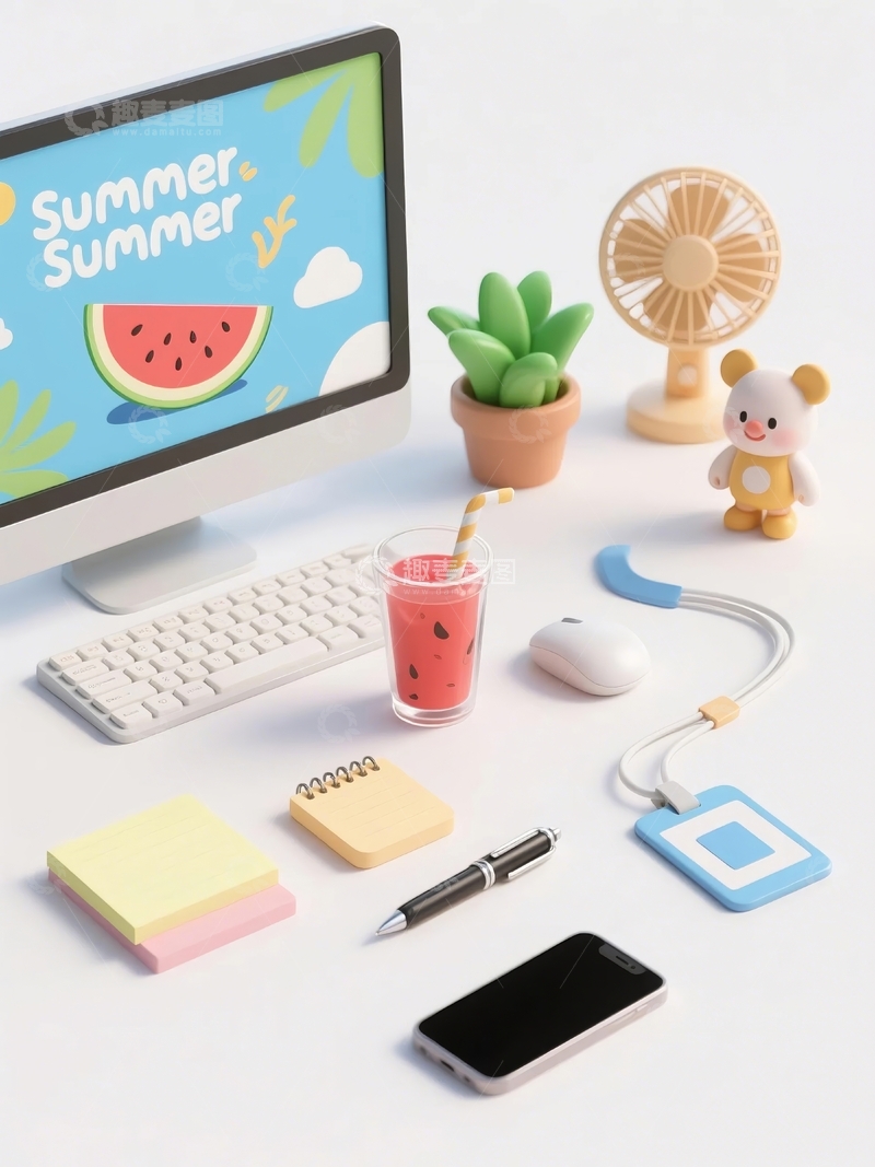 高清大图下载【趣麦麦图】3d卡通办公用品桌面装饰4
