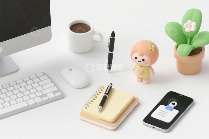 高清大图下载【趣麦麦图】3d卡通办公用品桌面装饰17