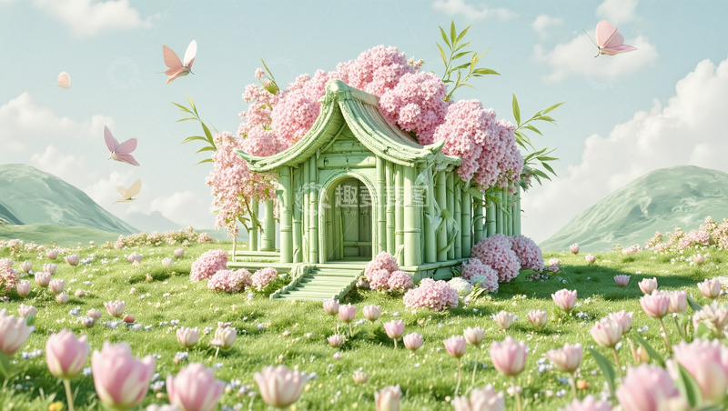 高清大图下载【趣麦麦图】被花包围的房子