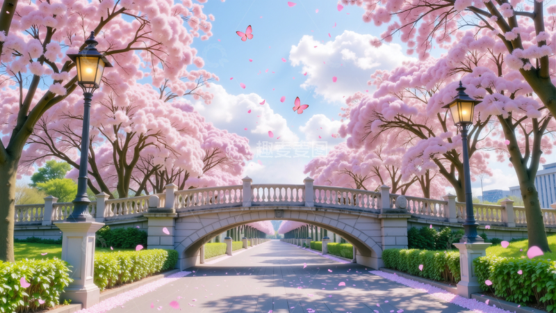 高清大图下载【趣麦麦图】浪漫樱花树下情人节