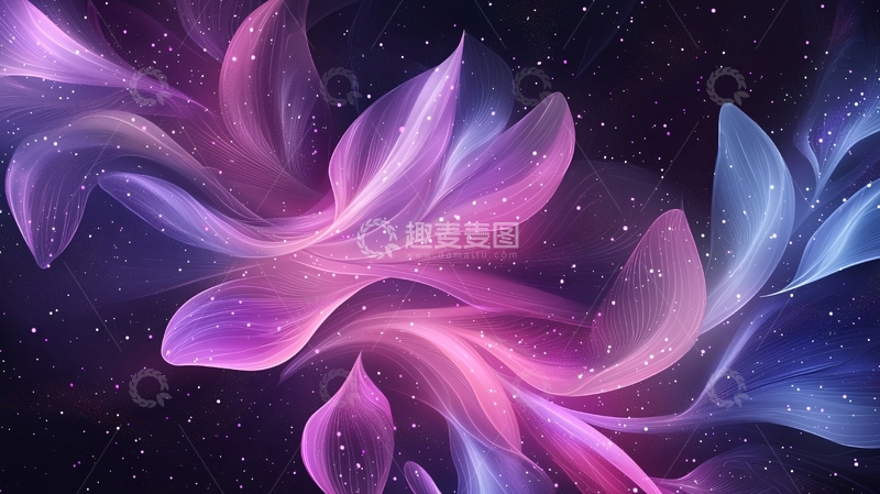 高清大图下载【趣麦麦图】紫色蓝色花瓣星空背景