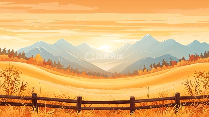 高清大图下载【趣麦麦图】秋季山野金色景色