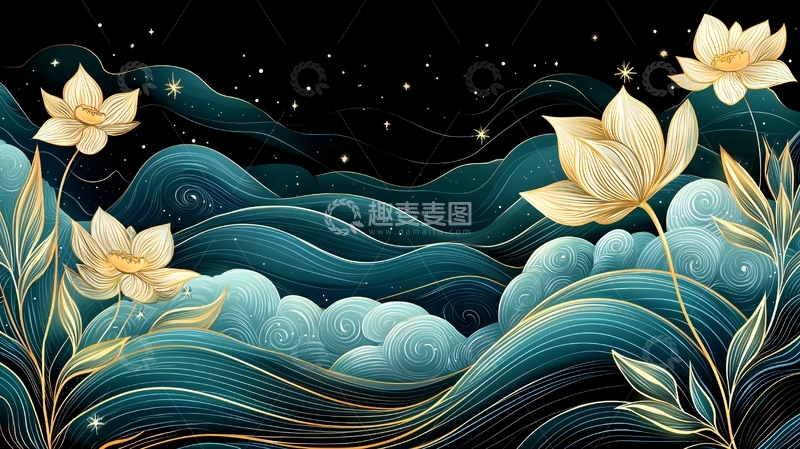 高清大图下载【趣麦麦图】星空下的蓝色花海