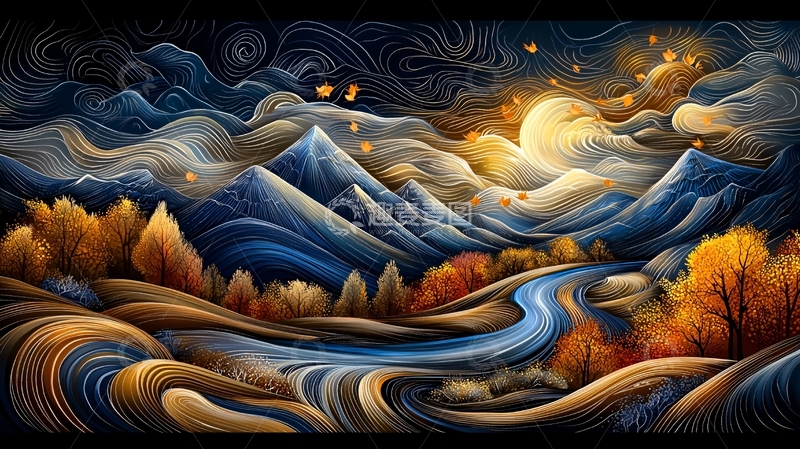 高清大图下载【趣麦麦图】油画风格山水风景