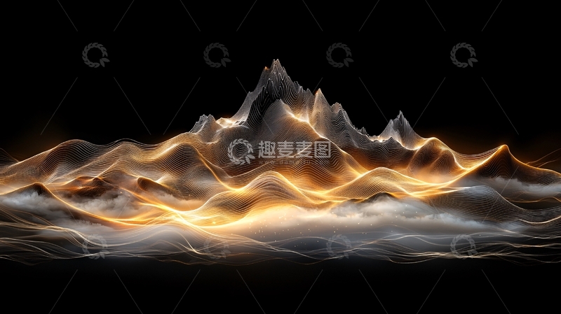 高清大图下载【趣麦麦图】金色光芒环绕的山脉