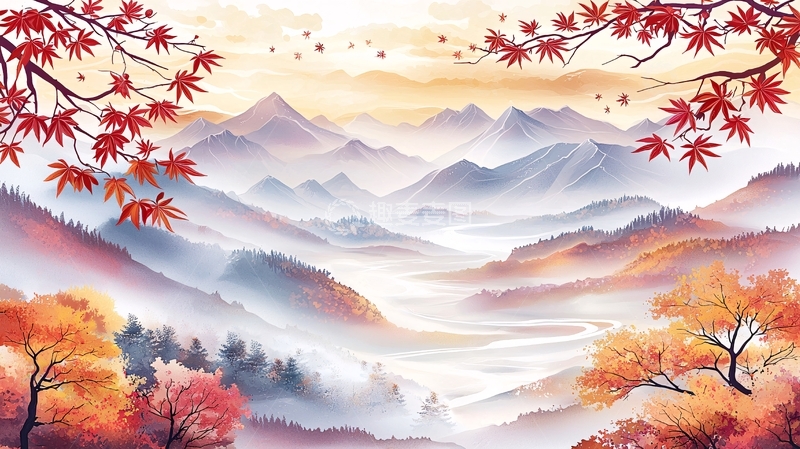 高清大图下载【趣麦麦图】秋日山间云雾缭绕