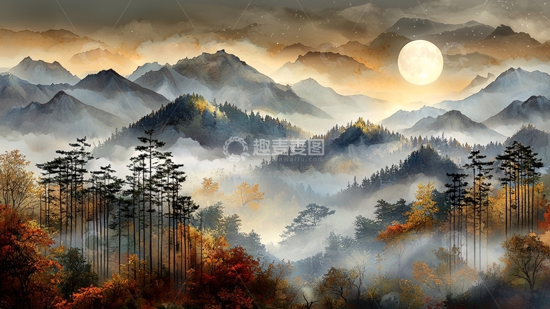 高清大图下载【趣麦麦图】山间云雾缭绕