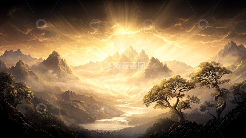 高清大图下载【趣麦麦图】山脉之巅阳光普照