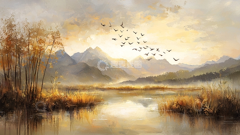 高清大图下载【趣麦麦图】秋日湖畔的唯美风景