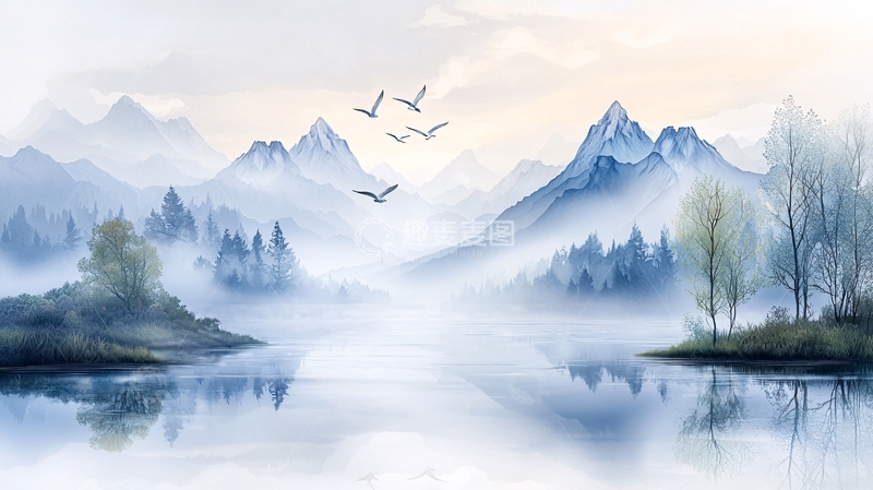 高清大图下载【趣麦麦图】水墨山水风景图