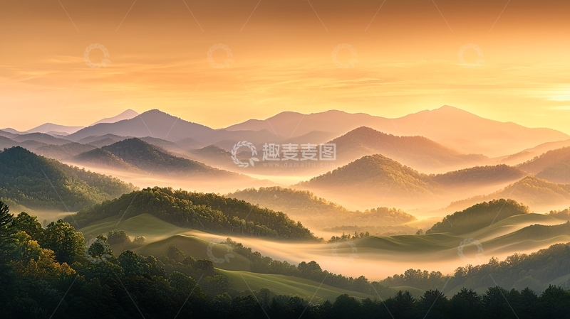 高清大图下载【趣麦麦图】层峦叠嶂的日出美景