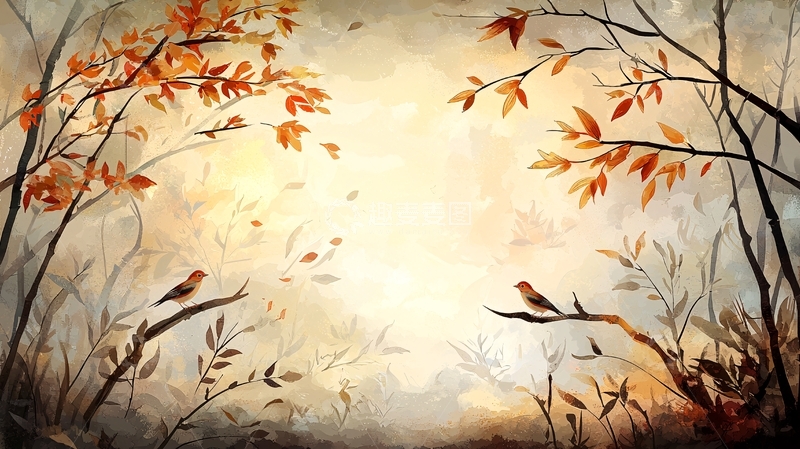 高清大图下载【趣麦麦图】秋日鸟鸣的静谧