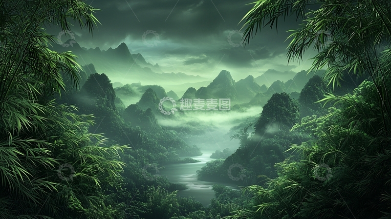 高清大图下载【趣麦麦图】水墨风山水高清图片