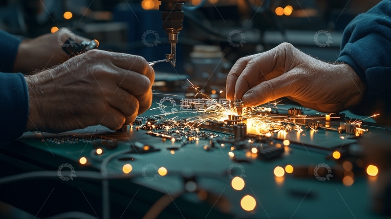 高清大图下载【趣麦麦图】焊接火花飞溅的手