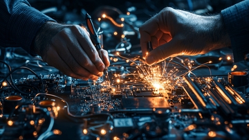 电路维修人员工作特写