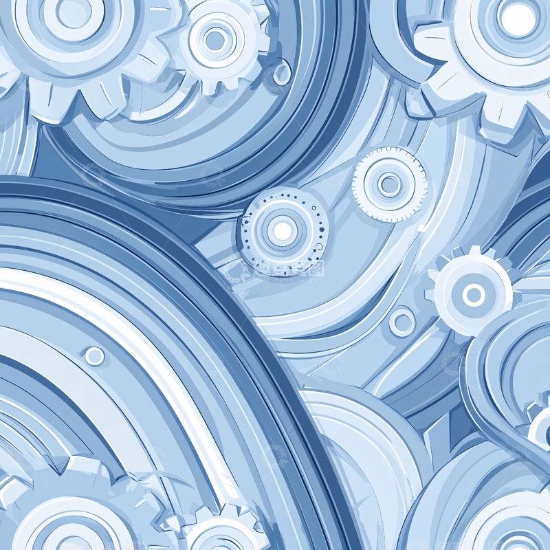 高清大图下载【趣麦麦图】蓝色齿轮波浪抽象图案