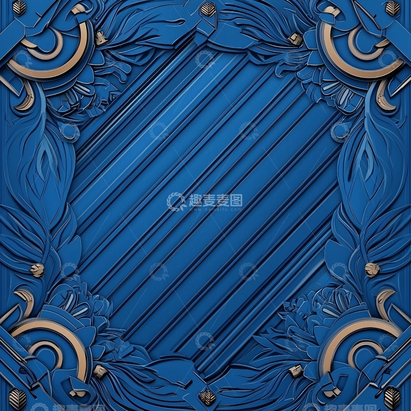 高清大图下载【趣麦麦图】蓝色雕花立体背景