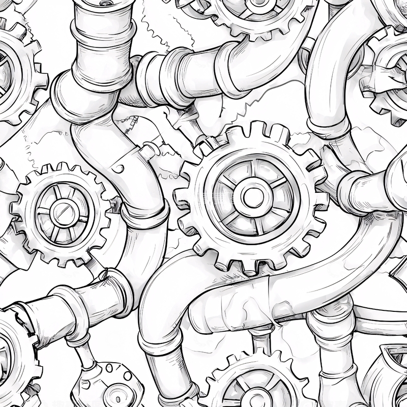 高清大图下载【趣麦麦图】复杂机械齿轮和管道