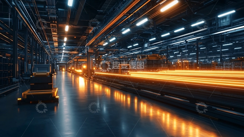 高清大图下载【趣麦麦图】工业自动化生产线夜景