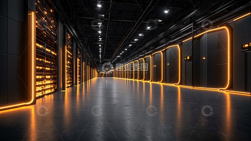 高清大图下载【趣麦麦图】未来感服务器机房走廊