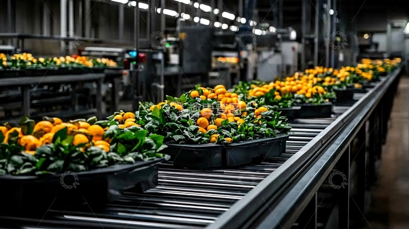 高清大图下载【趣麦麦图】鲜花在传送带上