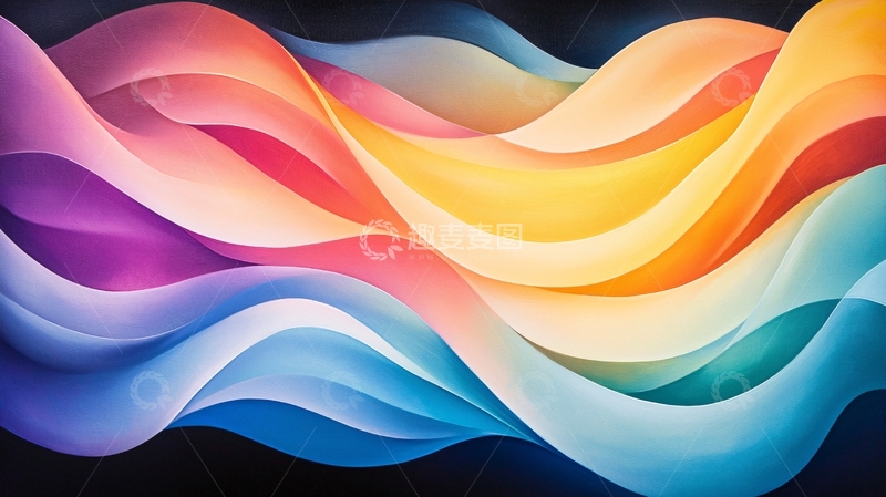 高清大图下载【趣麦麦图】彩色波浪渐变背景