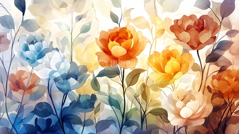 高清大图下载【趣麦麦图】水彩花卉清新画作