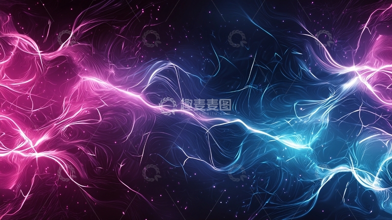 高清大图下载【趣麦麦图】粉色蓝色闪电能量流动背景