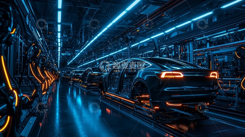 高清大图下载【趣麦麦图】汽车生产线未来感场景