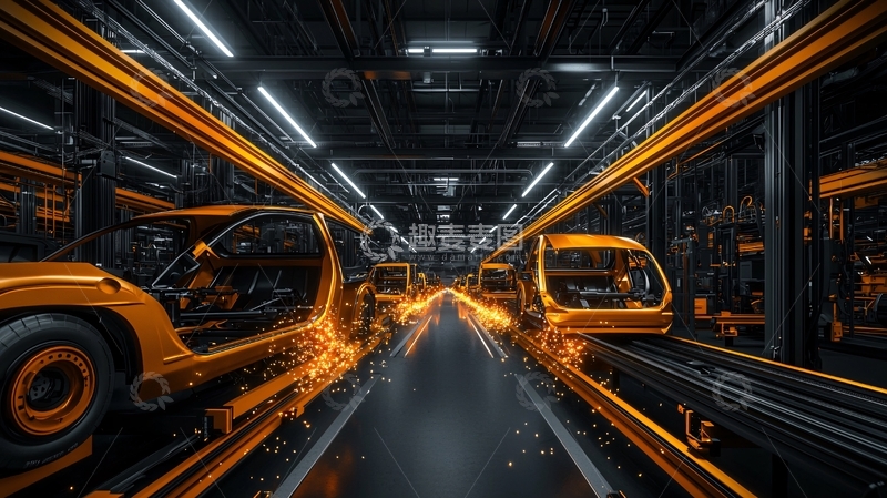 高清大图下载【趣麦麦图】未来汽车生产线
