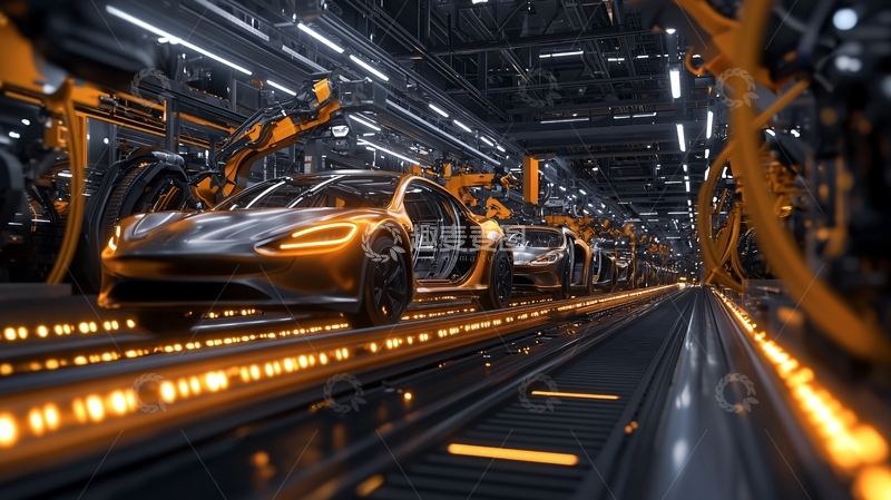 高清大图下载【趣麦麦图】汽车在自动化生产线上