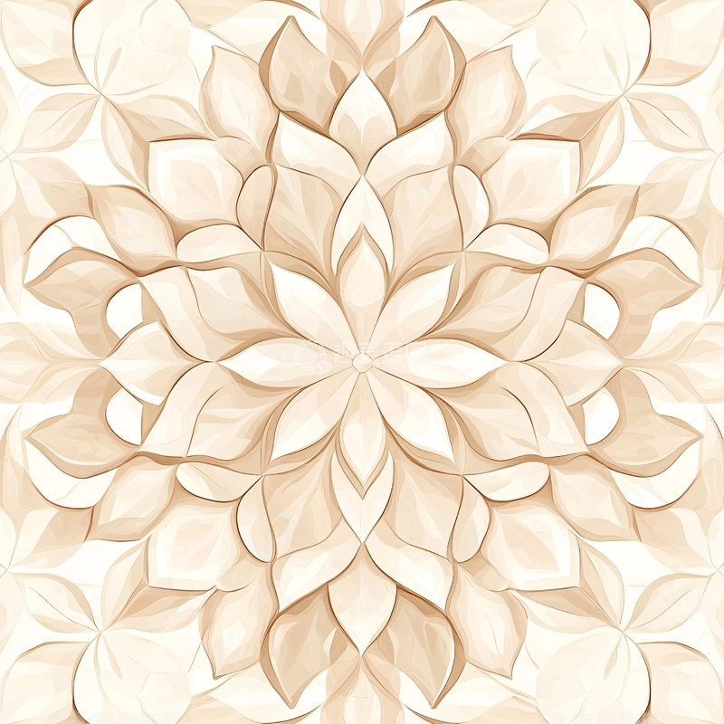 高清大图下载【趣麦麦图】米色花瓣重复对称图案