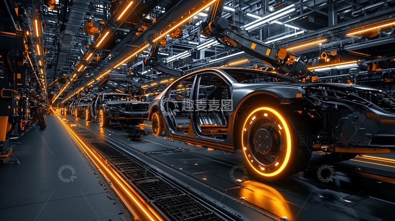高清大图下载【趣麦麦图】未来感汽车生产线