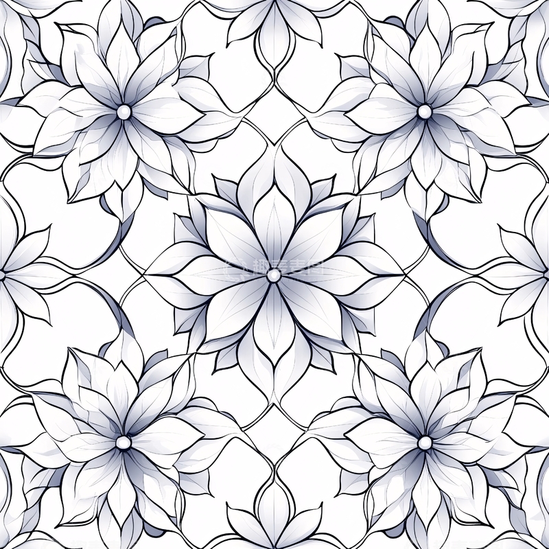 高清大图下载【趣麦麦图】对称花卉图案