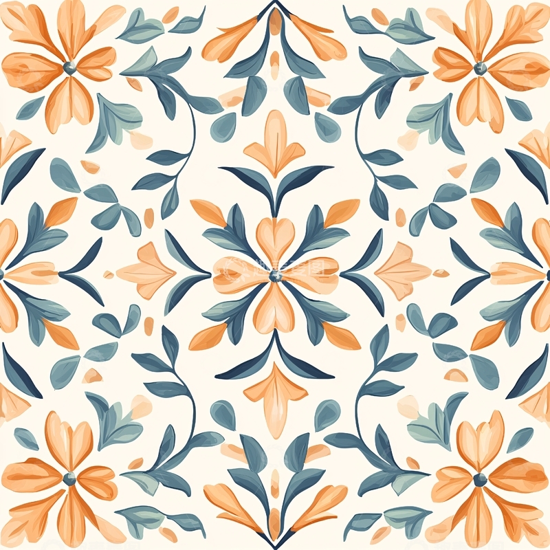 高清大图下载【趣麦麦图】花卉瓷砖图案背景