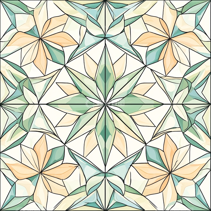 高清大图下载【趣麦麦图】花朵星型几何图案