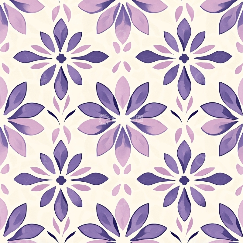 高清大图下载【趣麦麦图】紫色花朵重复图案
