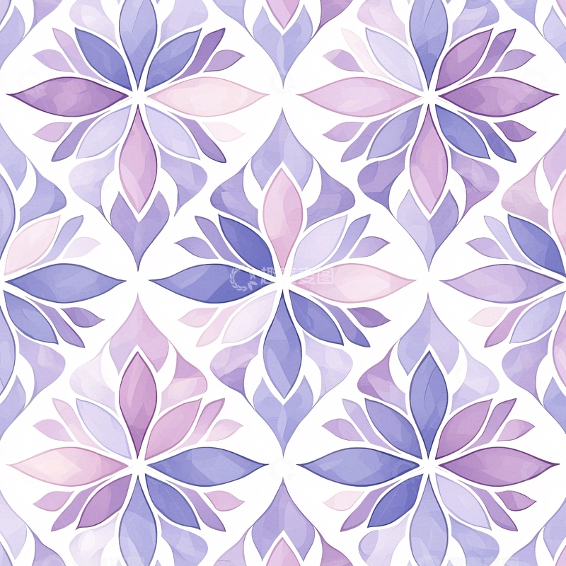 高清大图下载【趣麦麦图】水彩花卉对称图案