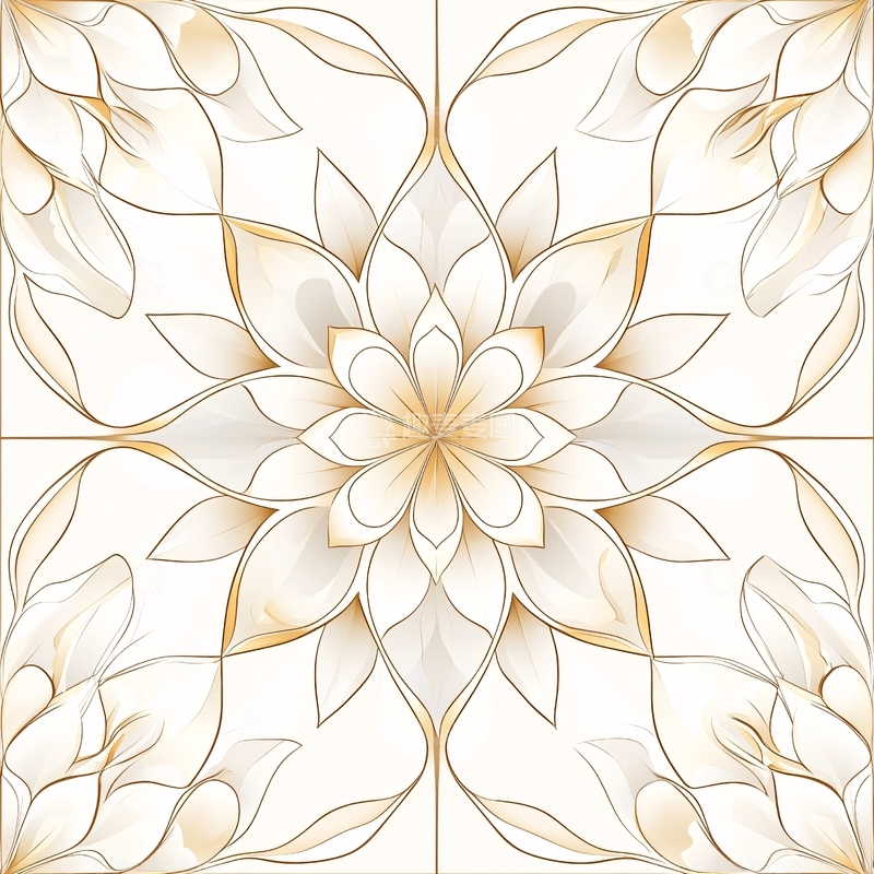 高清大图下载【趣麦麦图】米色花朵对称图案瓷砖