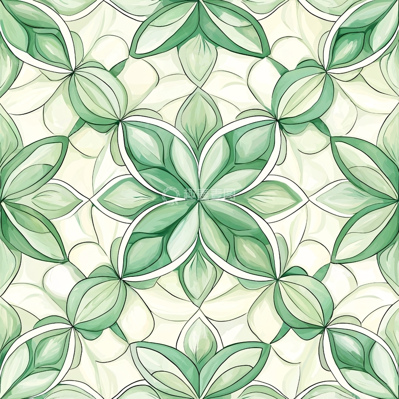 高清大图下载【趣麦麦图】绿色花卉图案