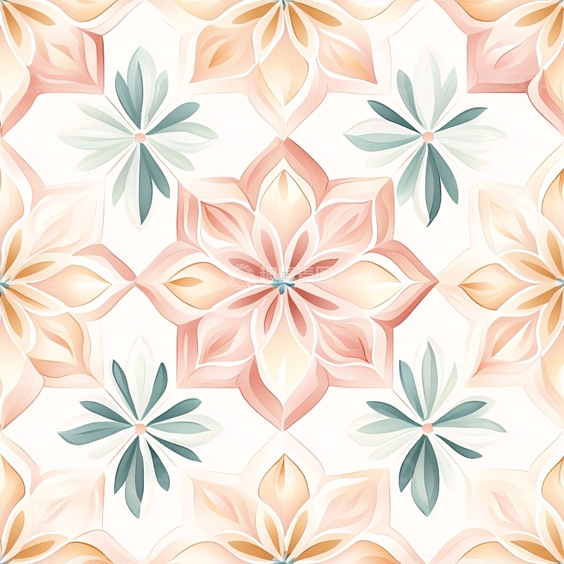 高清大图下载【趣麦麦图】浅色水彩花卉图案