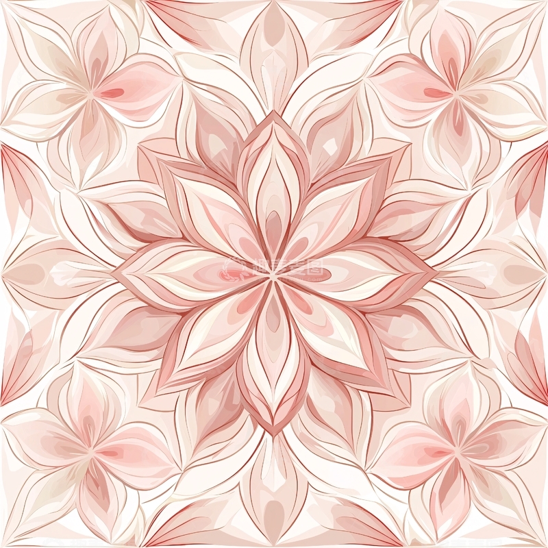 高清大图下载【趣麦麦图】粉色花朵对称排列