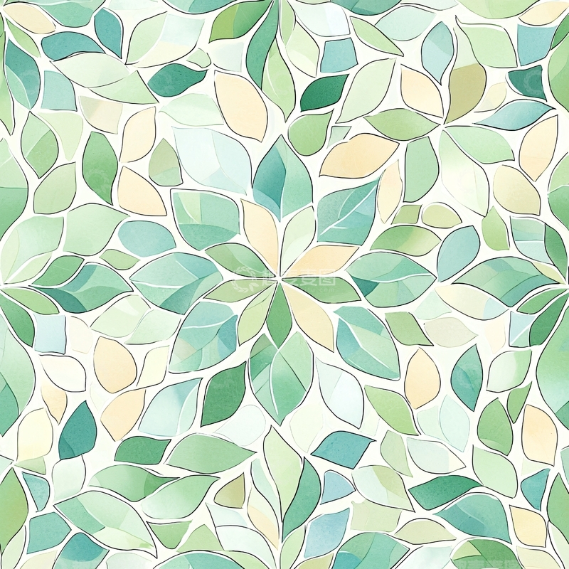 高清大图下载【趣麦麦图】绿色叶片组成的清新图案