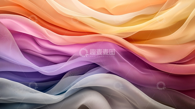 高清大图下载【趣麦麦图】彩色丝绸布料褶皱肌理