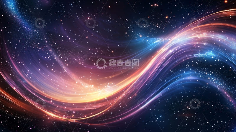 高清大图下载【趣麦麦图】绚丽星空光线流动抽象背景