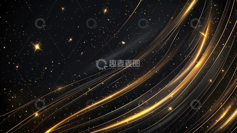 高清大图下载【趣麦麦图】金色光线在黑暗背景中闪耀