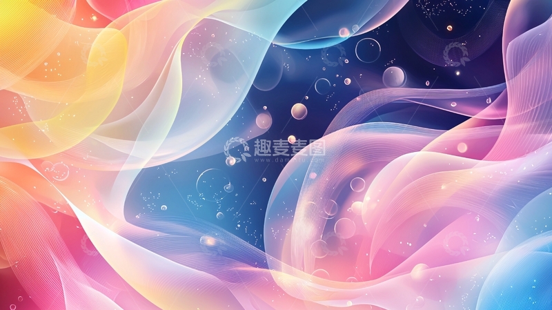 高清大图下载【趣麦麦图】彩色烟雾气泡漂浮背景