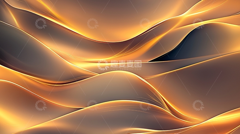高清大图下载【趣麦麦图】金色光泽曲线流动背景